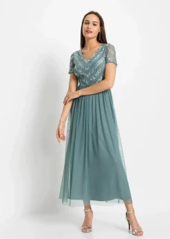 Maxikleid mit Paillettenstickerei