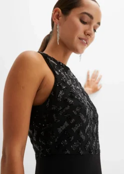 Maxikleid mit Paillettenstickerei