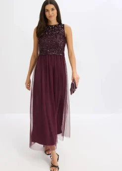 Maxikleid mit Paillettenstickerei