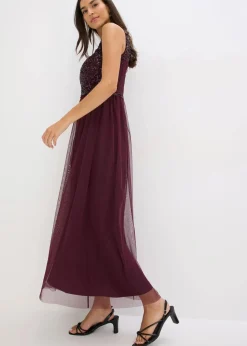 Maxikleid mit Paillettenstickerei