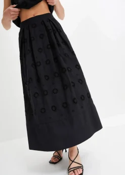 Maxirock aus Bio-Baumwolle mit Lochstickerei