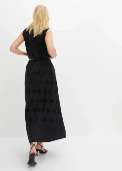 Maxirock aus Bio-Baumwolle mit Lochstickerei