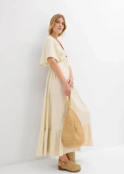 Maxi-Stufenkleid aus fließender Viskose