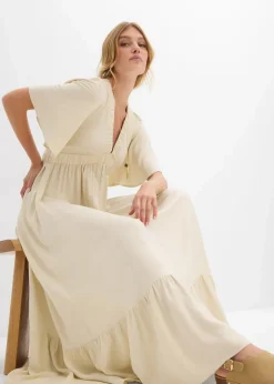 Maxi-Stufenkleid aus fließender Viskose