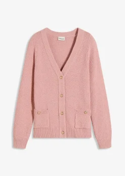 Melange Strickjacke mit goldfarbigen Knöpfen