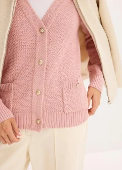 Melange Strickjacke mit goldfarbigen Knöpfen
