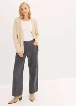 Melange Strickjacke mit goldfarbigen Knöpfen