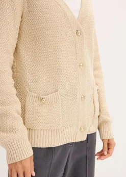 Melange Strickjacke mit goldfarbigen Knöpfen