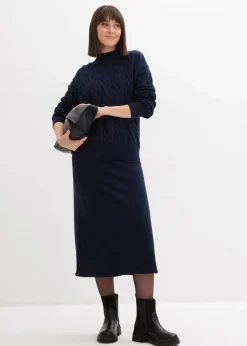 Midi Strickrock aus softem Viskose-Mix