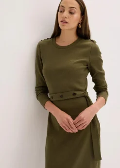 Midikleid aus elastischem Baumwoll-Mix