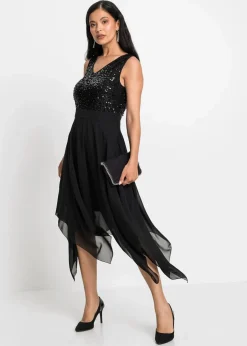 Midikleid aus feinem Chiffon mit Pailletten