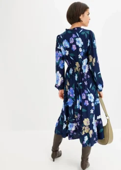 Midikleid aus fließender Viskose