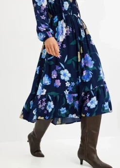 Midikleid aus fließender Viskose