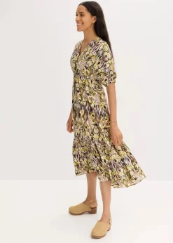 Midikleid aus fließender Viskose