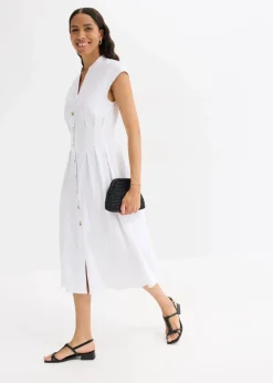 Midikleid aus leichtem Leinen-Mix