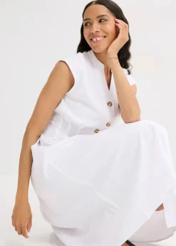 Midikleid aus leichtem Leinen-Mix