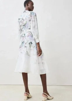 Midikleid aus Ramie (2 tlg.Set mit Gürtel)