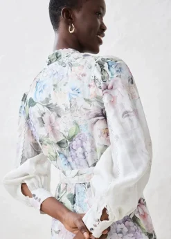 Midikleid aus Ramie (2 tlg.Set mit Gürtel)