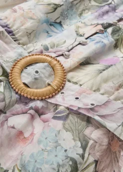 Midikleid aus Ramie (2 tlg.Set mit Gürtel)