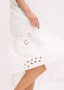 Midikleid aus reiner Baumwolle mit Lochstickerei