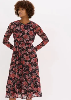 Midikleid aus softem Mesh