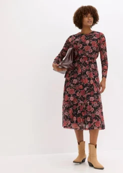 Midikleid aus softem Mesh