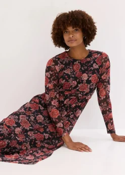 Midikleid aus softem Mesh