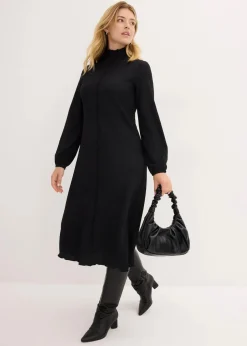 Midikleid aus strukturiertem Crêpe