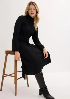 Midikleid aus strukturiertem Crêpe