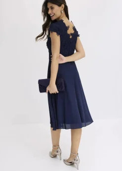 Midikleid aus zartem Tüll mit Spitze