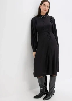 Midikleid mit Perlen Applikation