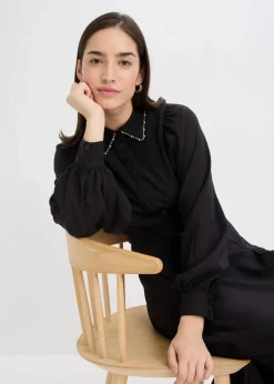 Midikleid mit Perlen Applikation