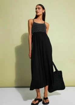 Midikleid mit Stickerei