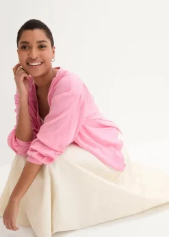 Midirock aus Leinen-Mix