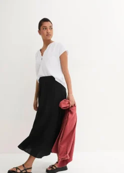 Midirock aus Leinen-Mix