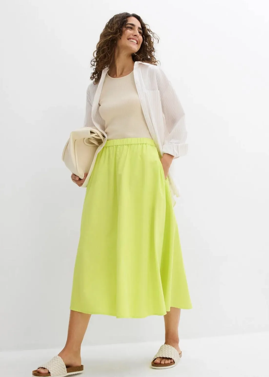 Midirock aus Leinen-Mix