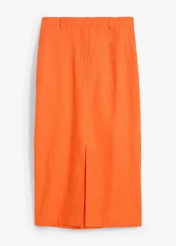 Midirock aus luftigem Leinen-Mix