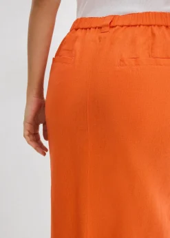 Midirock aus luftigem Leinen-Mix