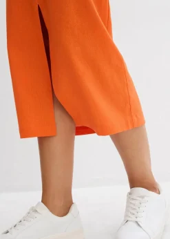 Midirock aus luftigem Leinen-Mix