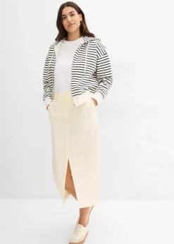 Midirock aus luftigem Leinen-Mix