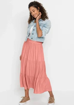 Midirock aus Viskose Crinkle