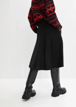 Midirock aus Viskose-Mix, kniebedeckend