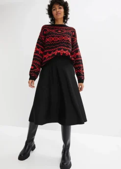 Midirock aus Viskose-Mix, kniebedeckend