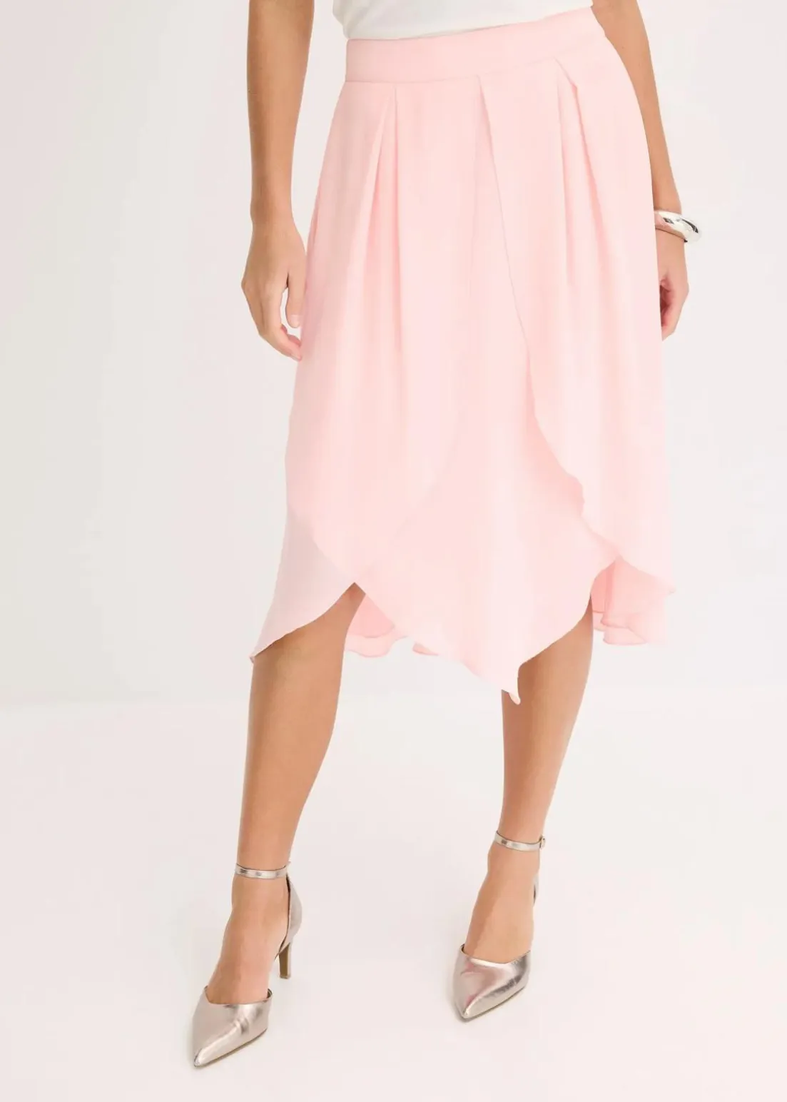 Midirock mit Ruffle und Chiffon