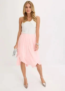 Midirock mit Ruffle und Chiffon