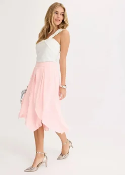 Midirock mit Ruffle und Chiffon