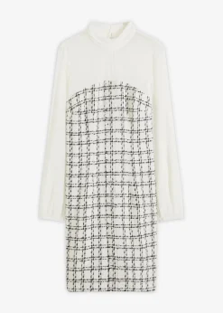 Minikleid aus Bouclé mit Chiffon Ärmeln