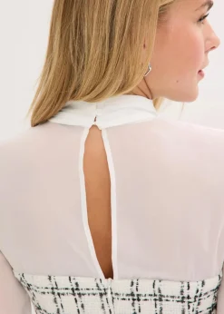 Minikleid aus Bouclé mit Chiffon Ärmeln