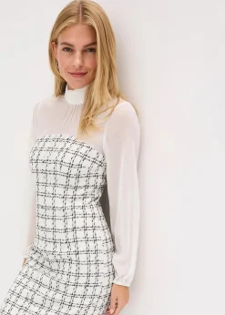 Minikleid aus Bouclé mit Chiffon Ärmeln