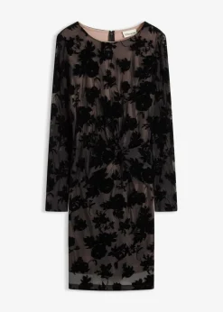 Minikleid aus feinem Mesh mit Flockprint